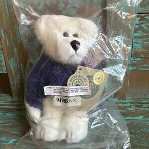 Boyds Bears 20th Anniversary White With Blue Chenille Sweater Jointed 8" Plush
